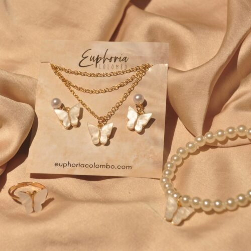 Pearl butterfly jewellery set