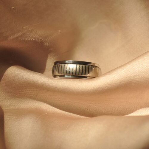 Silver lines steel ring (Size 10)
