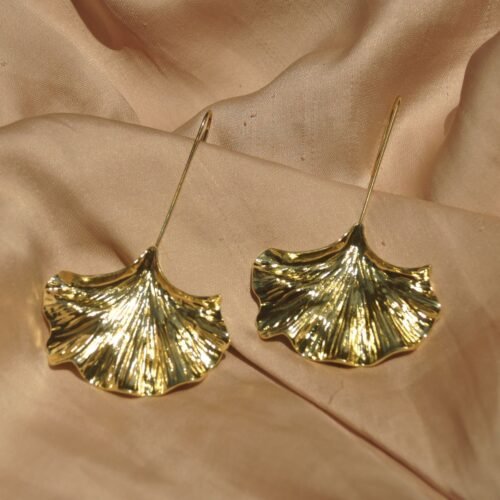 Gold Ginkgo leaf earrings