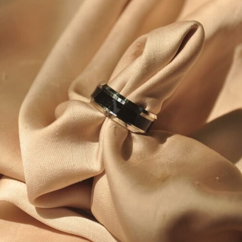Black & Silver steel ring (Size 8)