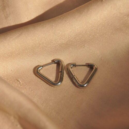 Silver steel triangle hoops