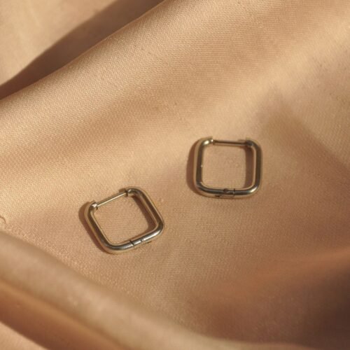 Silver steel square hoops