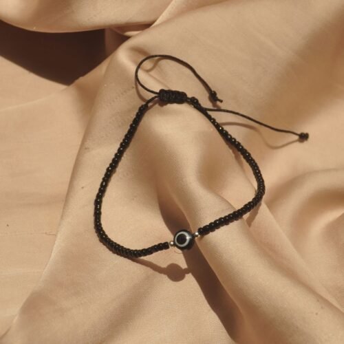 Black evil eye bead anklet