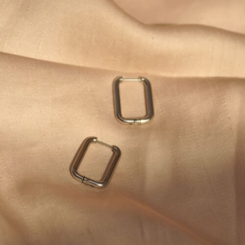 Silver steel rectangular hoops
