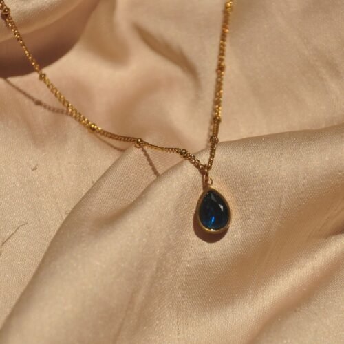 Indigo blue steel necklace
