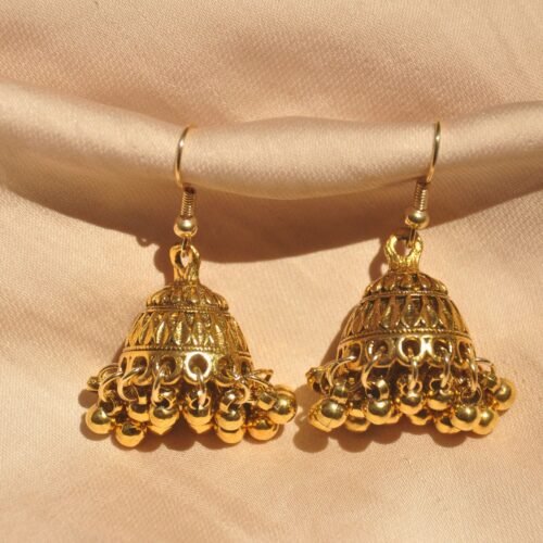 Dull gold jhumka earrings