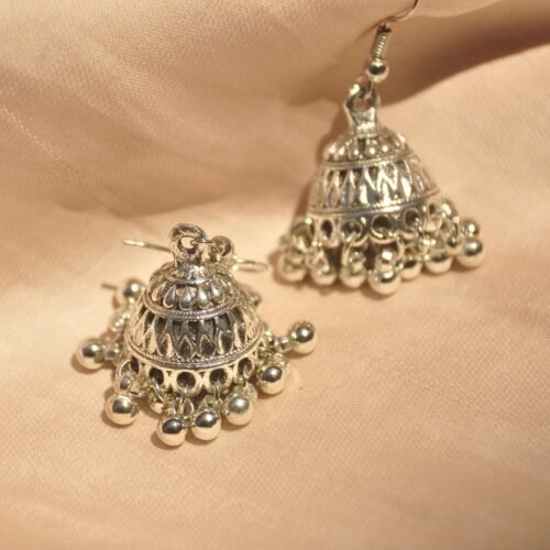 Silver jhumka earrings