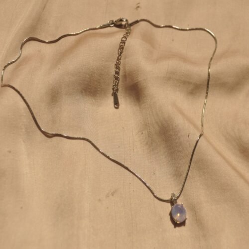 Silver opal steel necklace