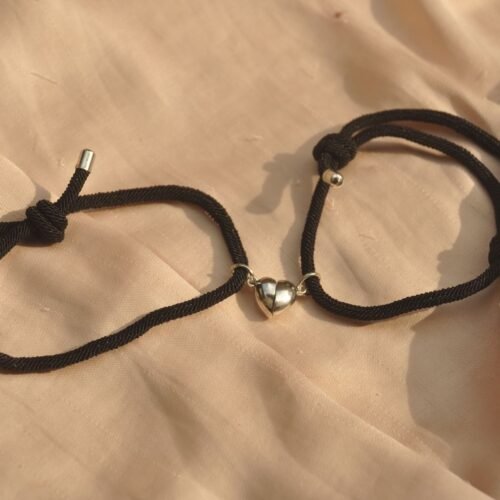 Black cord magnetic bracelet set