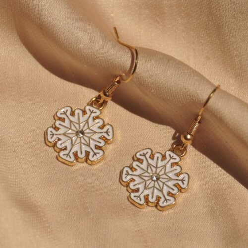 White snowflake earrings