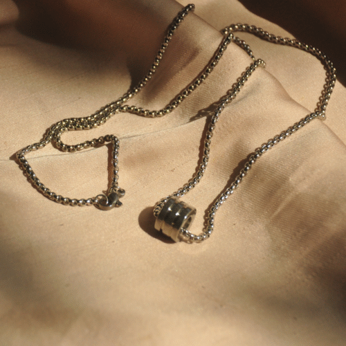 Cylinder steel necklace