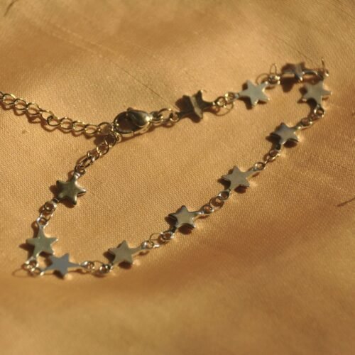 Silver star steel bracelet