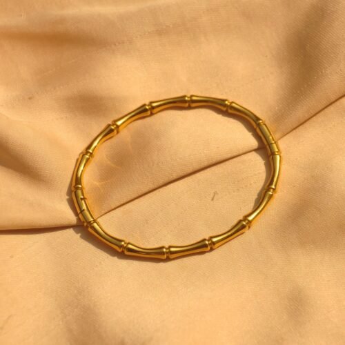 Gold steel bangle - bamboo