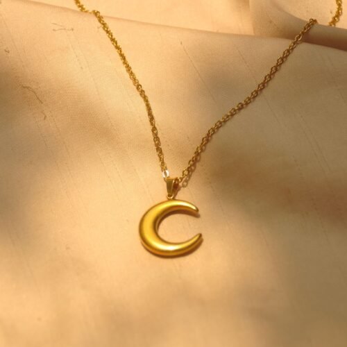 Gold half moon steel chain