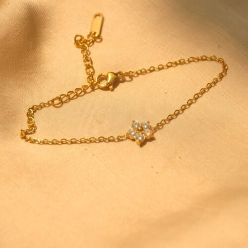 Rhinestone floral steel bracelet