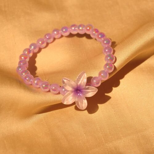 Purple bead floral stretch bracelet