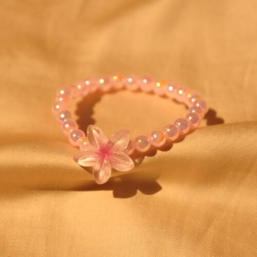 Baby pink bead floral stretch bracelet