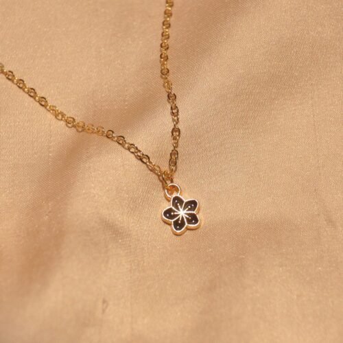 Black dainty floral chain