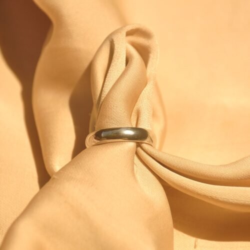 Silver concave steel ring (Size 8)