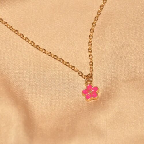 Hot pink dainty floral chain