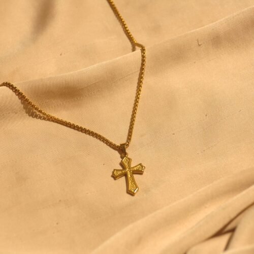 Gold cross steel chain