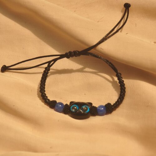 Blue cat cord bracelet