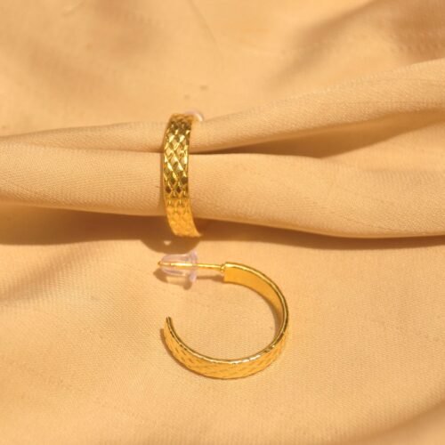 Gold textured hoops