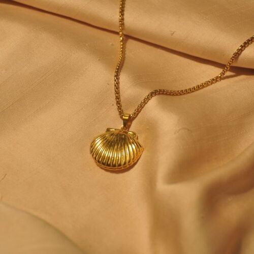 Gold shell steel locket chain