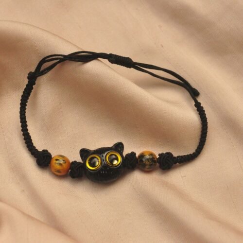 Orange cat cord bracelet