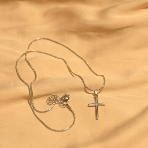 Silver thin steel cross chain