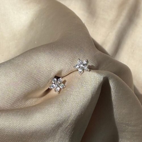 Floral rhinestone steel studs