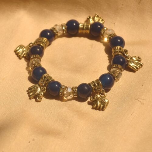 Elephant dark blue bead bracelet