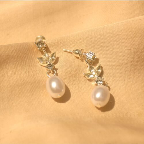 Selene pearl rhinestone earrings (Silver)