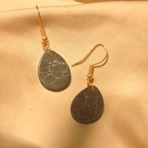 Black marble teardrop earrings