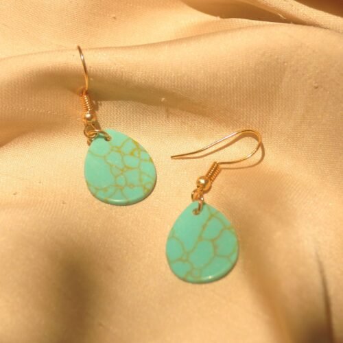 Blue marble teardrop earrings
