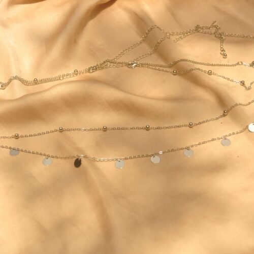 2pc silver disc waist chain set
