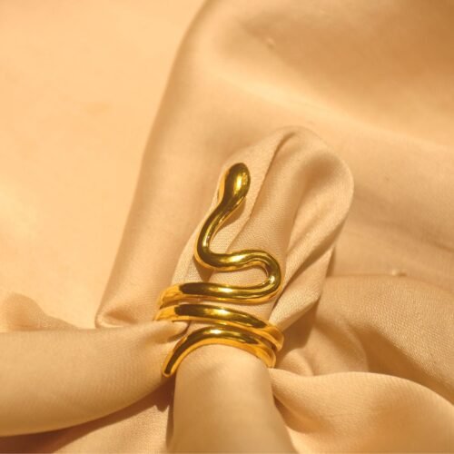 Gold snake steel ring (size 8)