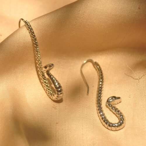 Silver snake statement earrings