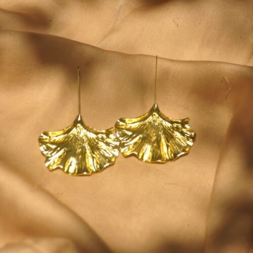 Gold Ginkgo leaf earrings