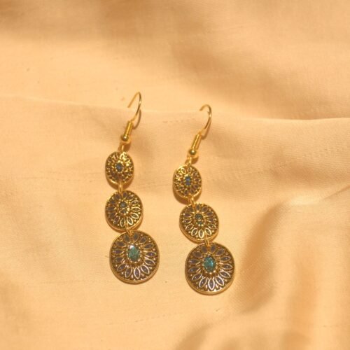 Blue & gold boho earrings