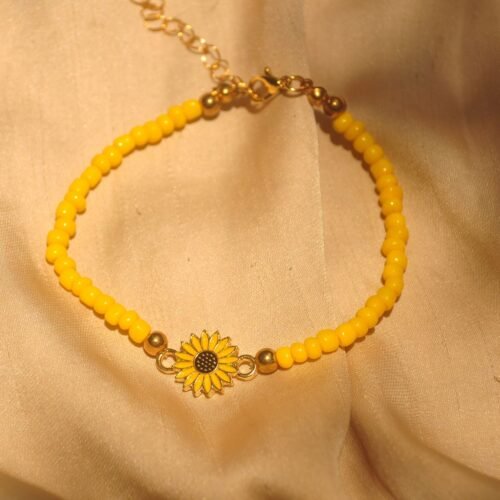 Sunflower bead anklet