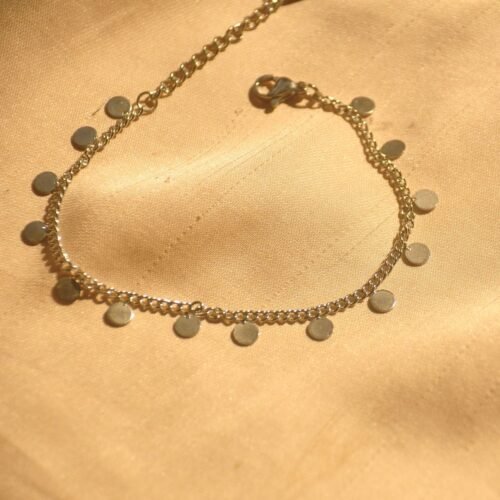 Silver disc steel bracelet