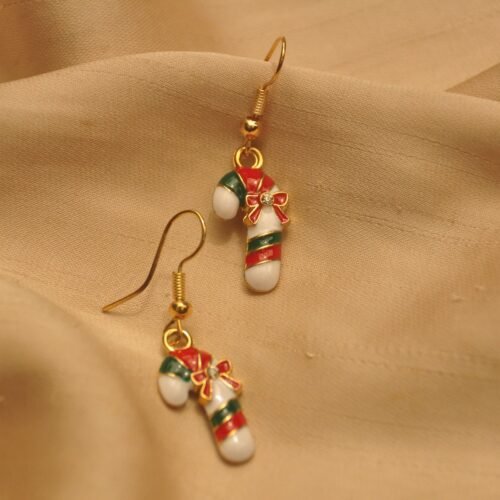 Candy cane christmas earrings