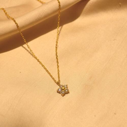 Floral rhinestone steel chain